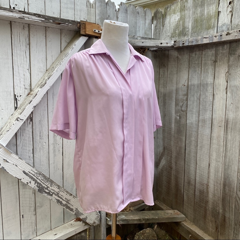 1980’s purple lilac silk like blouse top shirt